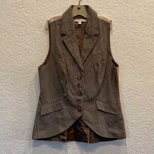 CAbi micro plaid mens inspired vest sz small